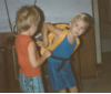 Matt helping Jess to get ready for  1st day of school-1993.